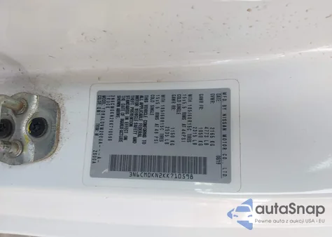 2019 Nissan Nv200 S из США, поврежденный, VIN 3N6CM0KN2KK710598